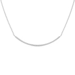 Lab-Grown Diamond Pavé Curved Bar Necklace in White Gold
