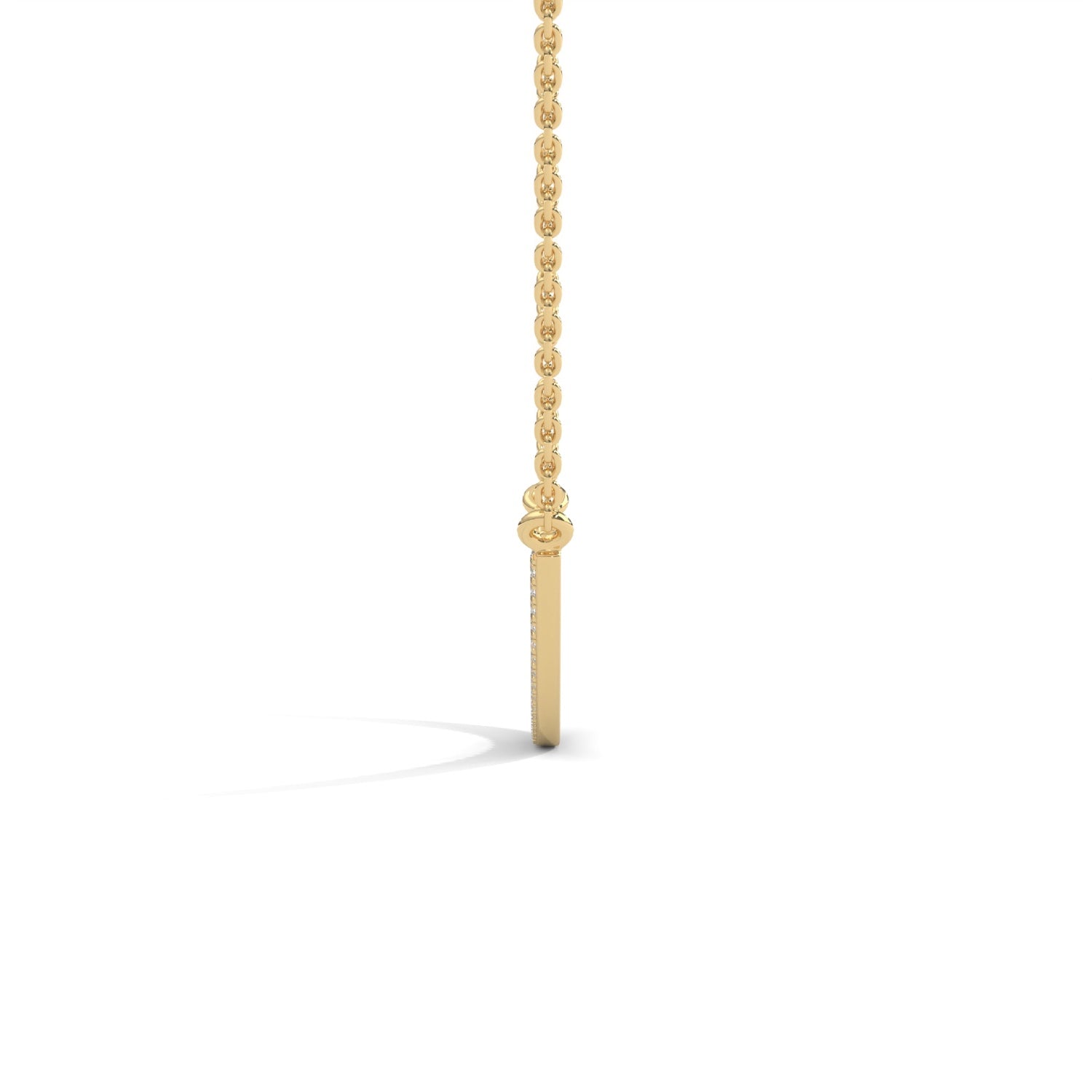 Lab-Grown Diamond Pavé Curved Bar Necklace in Yellow Gold