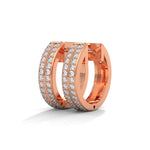 Lab-Grown Diamond Pavé Double Row Huggie Hoop Earrings in Rose Gold