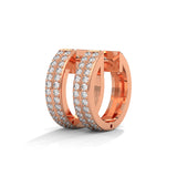 Lab-Grown Diamond Pavé Double Row Huggie Hoop Earrings in Rose Gold