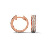 Lab-Grown Diamond Pavé Double Row Huggie Hoop Earrings in Rose Gold