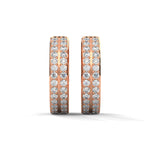 Lab-Grown Diamond Pavé Double Row Huggie Hoop Earrings in Rose Gold