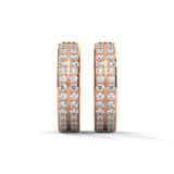 Lab-Grown Diamond Pavé Double Row Huggie Hoop Earrings in Rose Gold