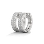 Lab-Grown Diamond Pavé Double Row Huggie Hoop Earrings in White Gold