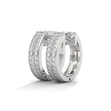 Lab-Grown Diamond Pavé Double Row Huggie Hoop Earrings in White Gold