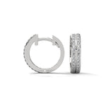 Lab-Grown Diamond Pavé Double Row Huggie Hoop Earrings in White Gold