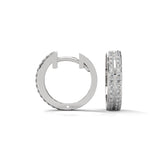 Lab-Grown Diamond Pavé Double Row Huggie Hoop Earrings in White Gold