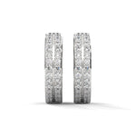 Lab-Grown Diamond Pavé Double Row Huggie Hoop Earrings in White Gold