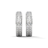 Lab-Grown Diamond Pavé Double Row Huggie Hoop Earrings in White Gold