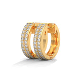 Lab-Grown Diamond Pavé Double Row Huggie Hoop Earrings in Yellow Gold