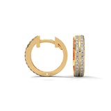 Lab-Grown Diamond Pavé Double Row Huggie Hoop Earrings in Yellow Gold