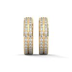 Lab-Grown Diamond Pavé Double Row Huggie Hoop Earrings in Yellow Gold