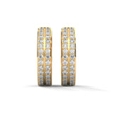 Lab-Grown Diamond Pavé Double Row Huggie Hoop Earrings in Yellow Gold