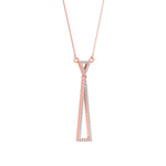 Lab-Grown Diamond Pavé Double Triangle Drop Pendant in Rose Gold