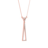 Lab-Grown Diamond Pavé Double Triangle Drop Pendant in Rose Gold