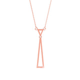 Lab-Grown Diamond Pavé Double Triangle Drop Pendant in Rose Gold