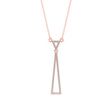 Lab-Grown Diamond Pavé Double Triangle Drop Pendant in Rose Gold