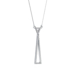 Lab-Grown Diamond Pavé Double Triangle Drop Pendant in White Gold