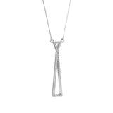 Lab-Grown Diamond Pavé Double Triangle Drop Pendant in White Gold