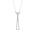 Lab-Grown Diamond Pavé Double Triangle Drop Pendant in White Gold