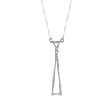 Lab-Grown Diamond Pavé Double Triangle Drop Pendant in White Gold