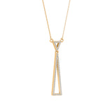 Lab-Grown Diamond Pavé Double Triangle Drop Pendant in Yellow Gold