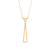 Lab-Grown Diamond Pavé Double Triangle Drop Pendant in Yellow Gold