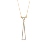 Lab-Grown Diamond Pavé Double Triangle Drop Pendant in Yellow Gold