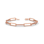 Lab-Grown Diamond Pavé Elongated Link Bracelet in Rose Gold