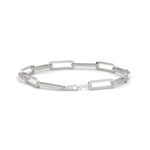 Lab-Grown Diamond Pavé Elongated Link Bracelet in White Gold