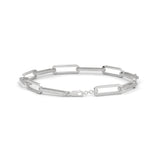 Lab-Grown Diamond Pavé Elongated Link Bracelet in White Gold