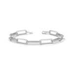 Lab-Grown Diamond Pavé Elongated Link Bracelet in White Gold