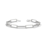 Lab-Grown Diamond Pavé Elongated Link Bracelet in White Gold