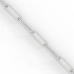 Lab-Grown Diamond Pavé Elongated Link Bracelet in White Gold