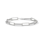 Lab-Grown Diamond Pavé Elongated Link Bracelet in White Gold