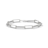 Lab-Grown Diamond Pavé Elongated Link Bracelet in White Gold