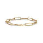 Lab-Grown Diamond Pavé Elongated Link Bracelet in Yellow Gold