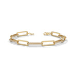 Lab-Grown Diamond Pavé Elongated Link Bracelet in Yellow Gold