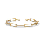 Lab-Grown Diamond Pavé Elongated Link Bracelet in Yellow Gold