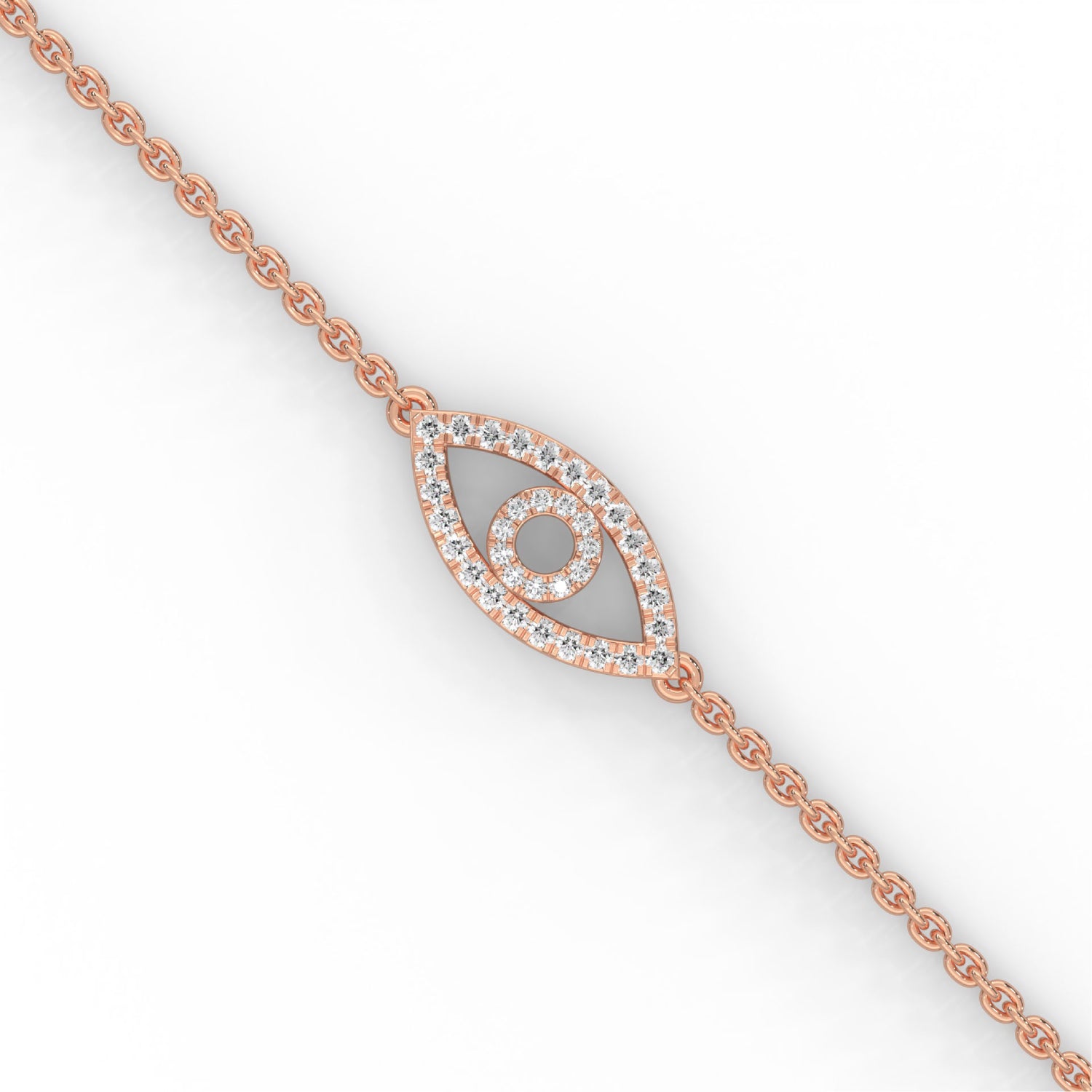 Lab-Grown Diamond Pavé Evil Eye Bracelet in Rose Gold