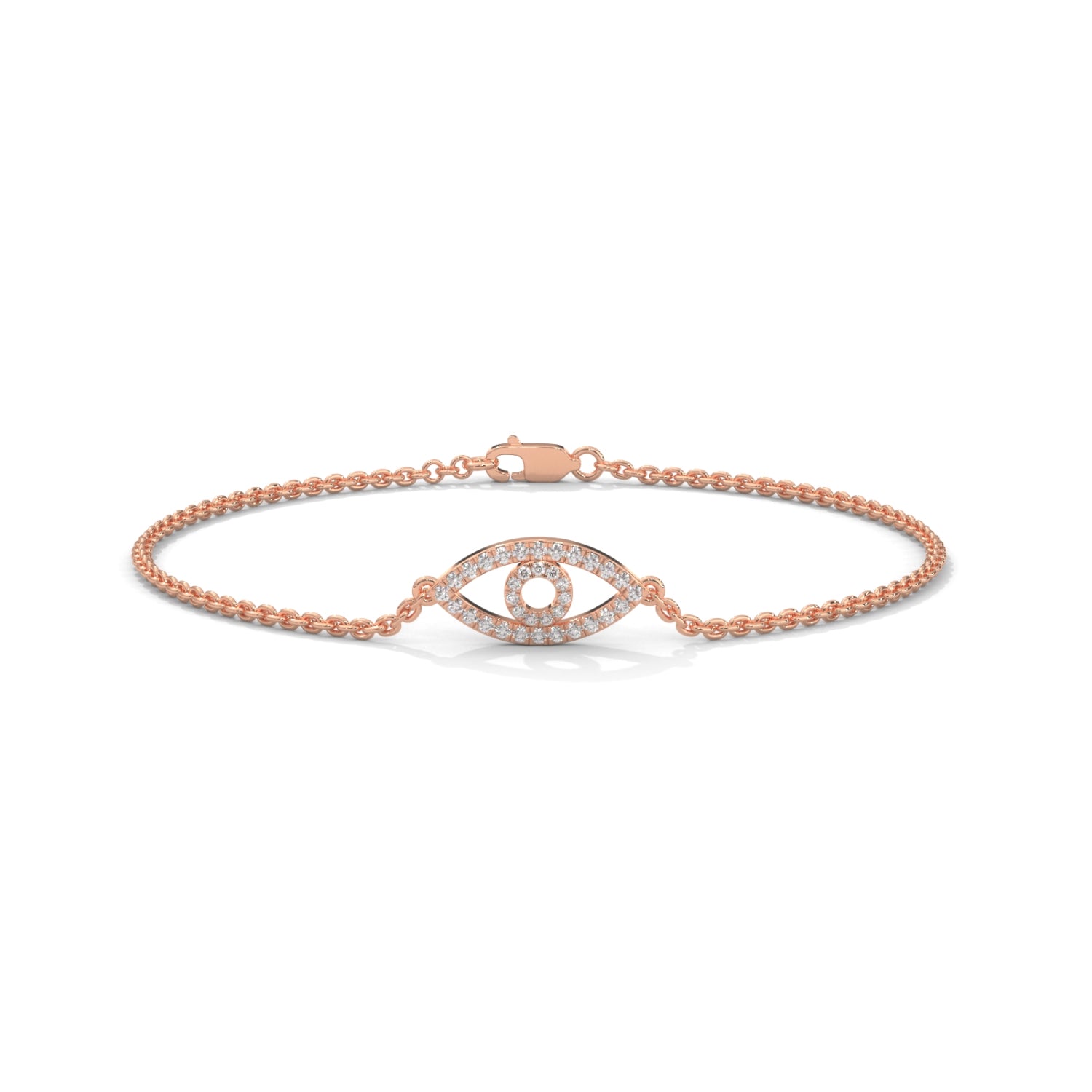 Lab-Grown Diamond Pavé Evil Eye Bracelet in Rose Gold
