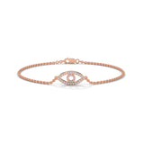 Lab-Grown Diamond Pavé Evil Eye Bracelet in Rose Gold