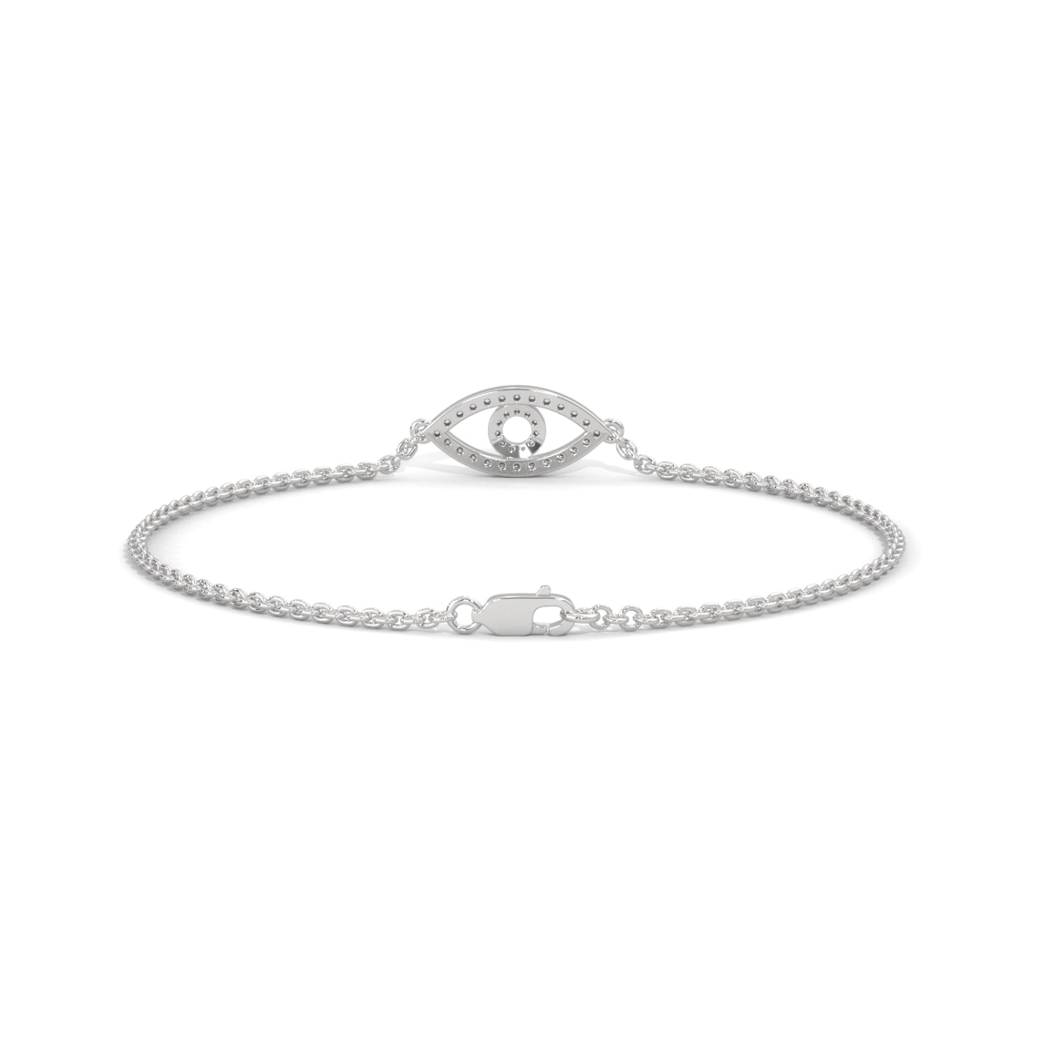 Lab-Grown Diamond Pavé Evil Eye Bracelet in White Gold