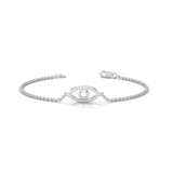 Lab-Grown Diamond Pavé Evil Eye Bracelet in White Gold