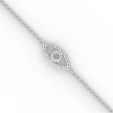 Lab-Grown Diamond Pavé Evil Eye Bracelet in White Gold