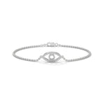 Lab-Grown Diamond Pavé Evil Eye Bracelet in White Gold