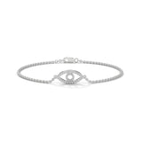 Lab-Grown Diamond Pavé Evil Eye Bracelet in White Gold