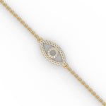 Lab-Grown Diamond Pavé Evil Eye Bracelet in Yellow Gold