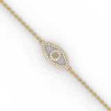 Lab-Grown Diamond Pavé Evil Eye Bracelet in Yellow Gold