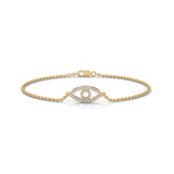 Lab-Grown Diamond Pavé Evil Eye Bracelet in Yellow Gold